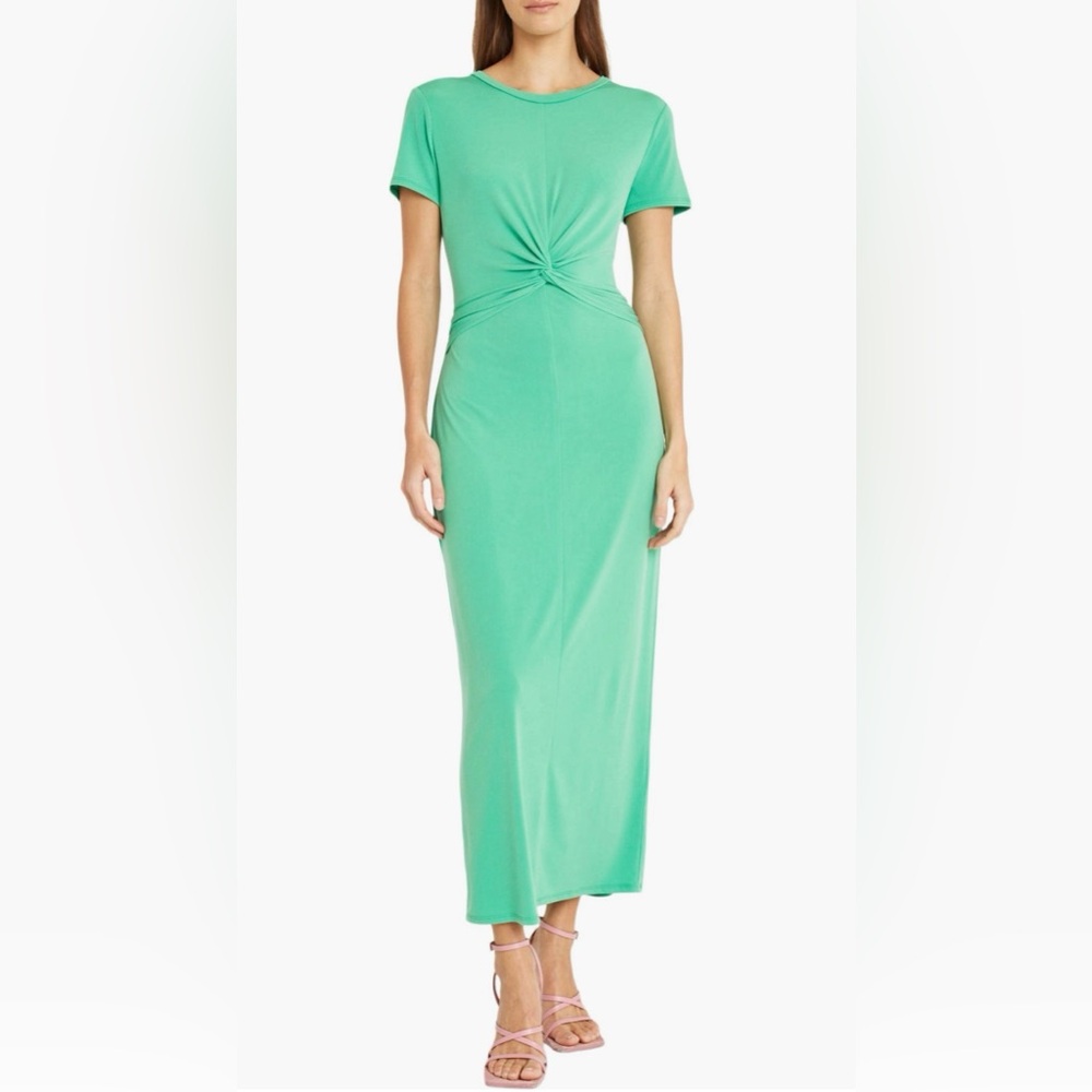 DONNA MORGAN FOR MAGGY Twist Front Short Sleeve Maxi Dress